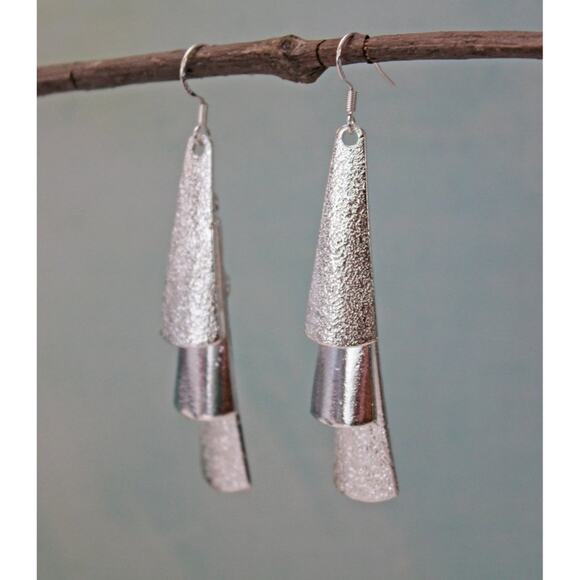 New Sterling Silver Triple Drop Dangle Earrings E88 - Picture 3 of 5